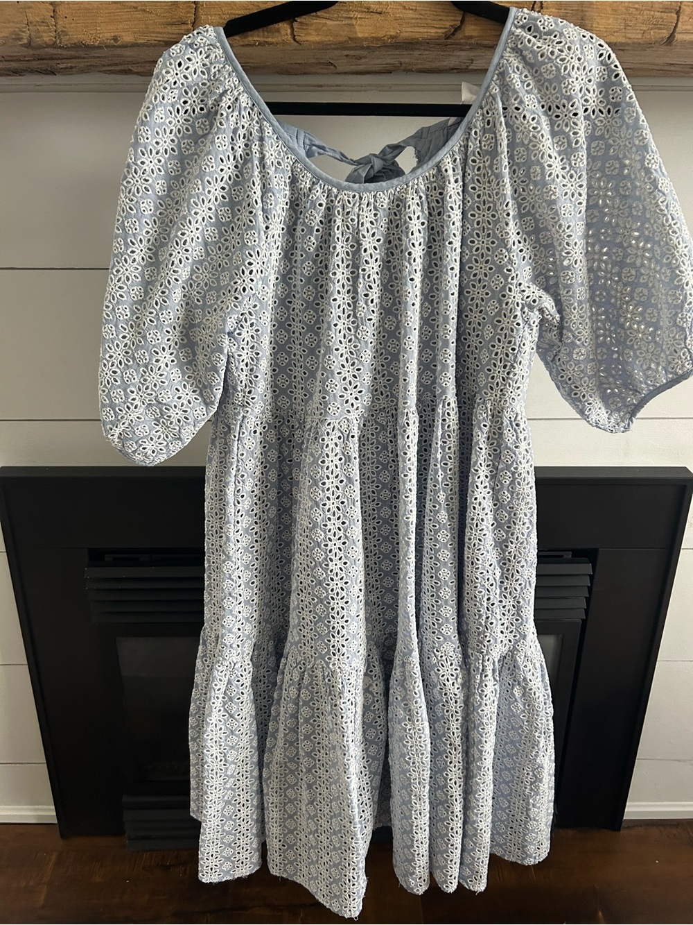 NWT Joe Fresh x Jillian Harris Blue Eyelet Cotton Tiered Midi Dress